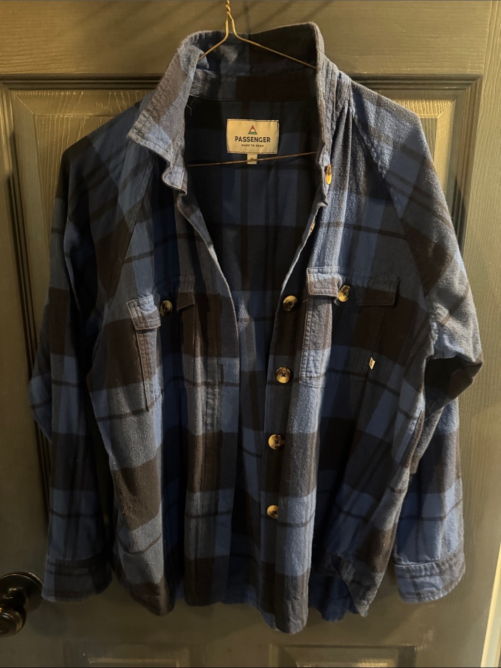 Passenger Women's Blue Plaid Button-Down Shirt